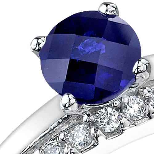 Blue Sapphire Round Cut Sterling Silver Ring Size 5