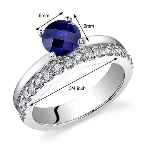 Blue Sapphire Round Cut Sterling Silver Ring Size 5