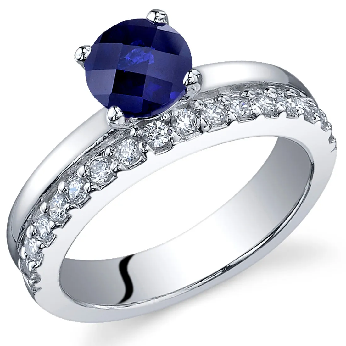 Blue Sapphire Round Cut Sterling Silver Ring Size 5