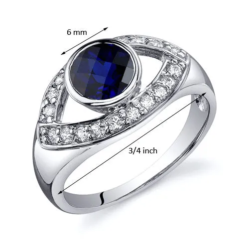 Blue Sapphire Round Cut Sterling Silver Ring Size 9