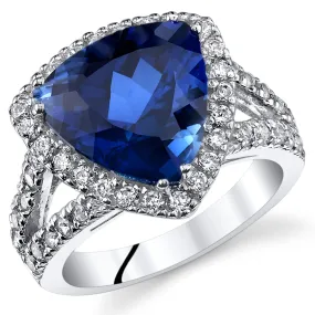 Blue Sapphire Trillion Sterling Silver Ring Size 5