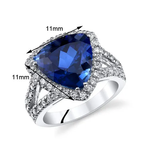 Blue Sapphire Trillion Sterling Silver Ring Size 5