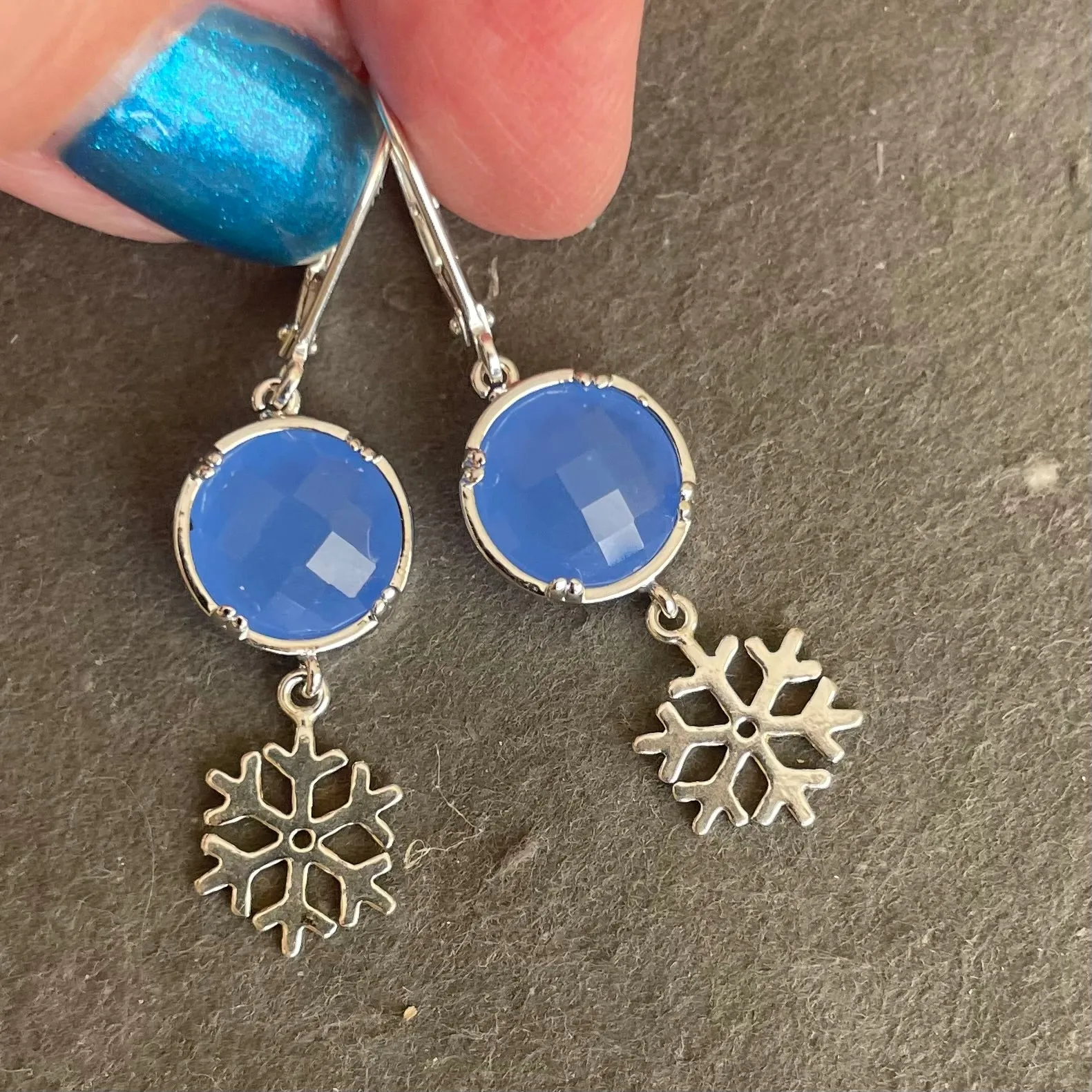 Blue Snowflake Dangles