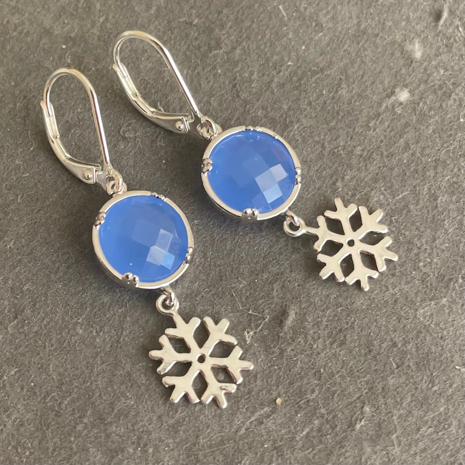 Blue Snowflake Dangles