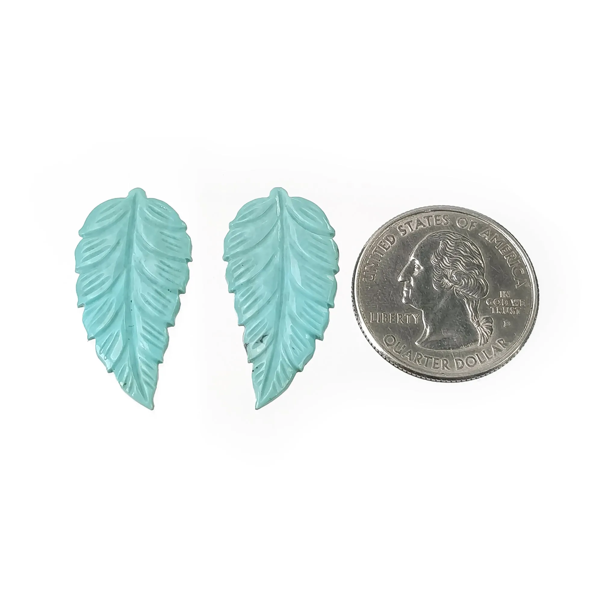 Blue TURQUOISE Gemstone Carving : 12.50cts Natural Untreated Sleeping Beauty Arizona Turquoise Hand Carved Leaves 31*16mm Pair