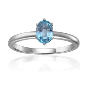 Blue Zircon Solitaire Ring