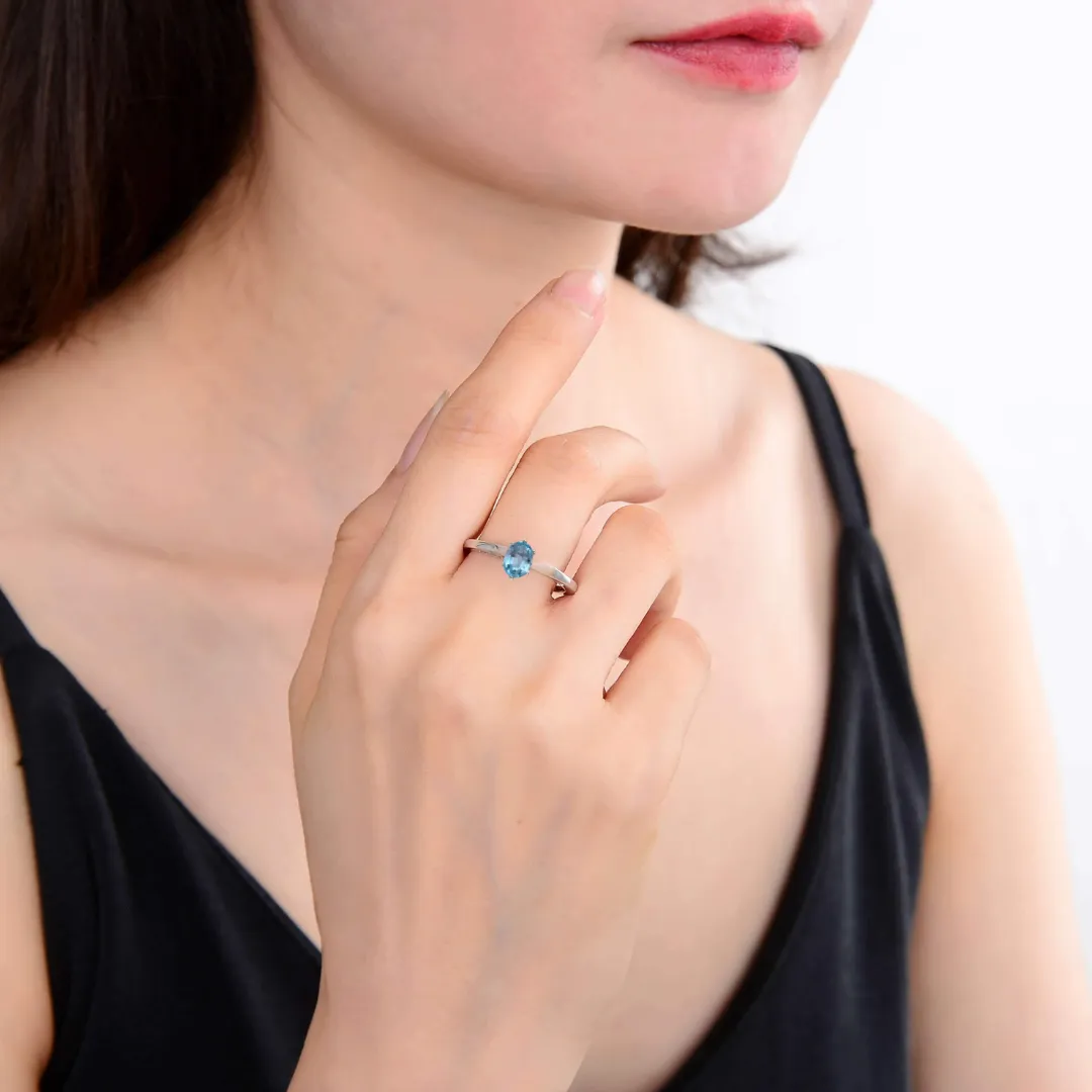 Blue Zircon Solitaire Ring