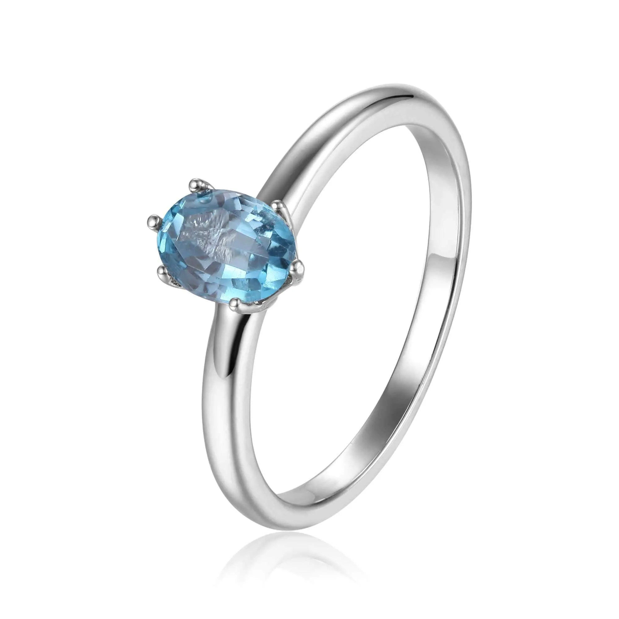 Blue Zircon Solitaire Ring