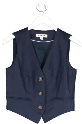 Boden Blue Tailored Linen Waistcoat UK 6