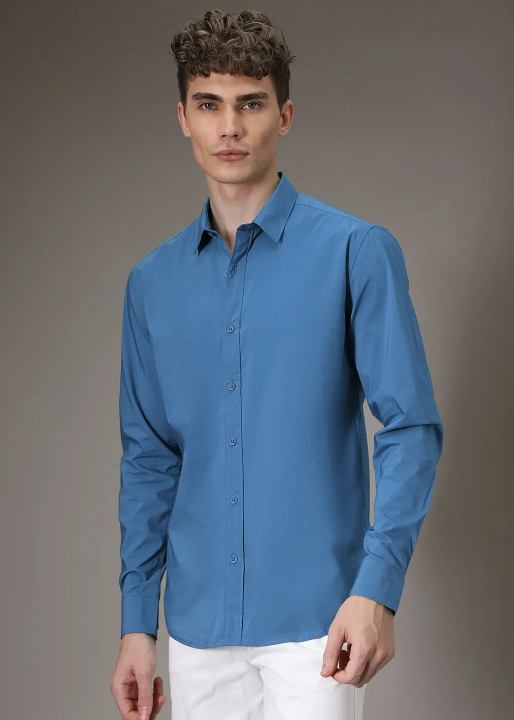 Bright Blue Cotton Shirt