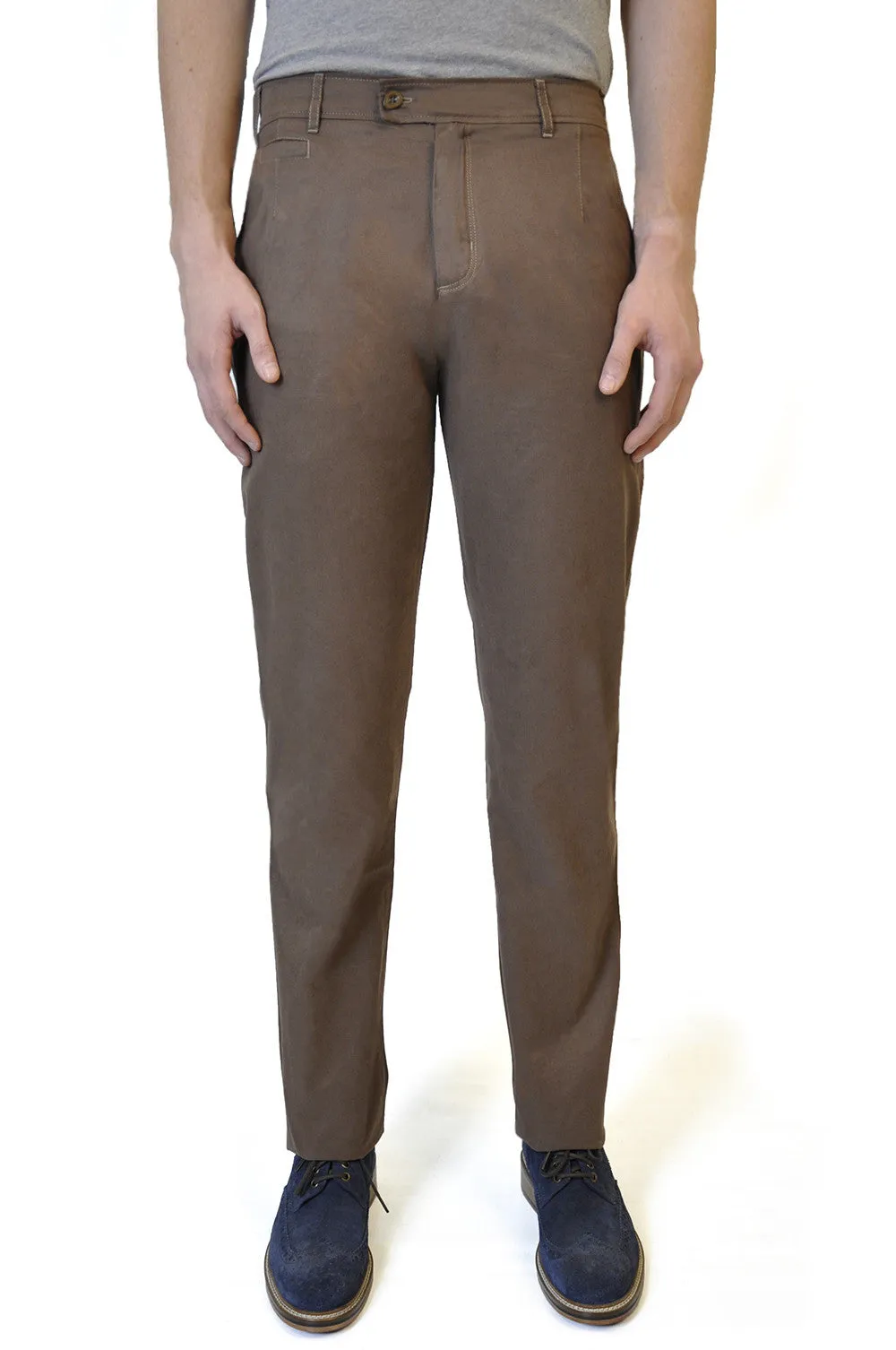 Brown Cotton Chino Trouser