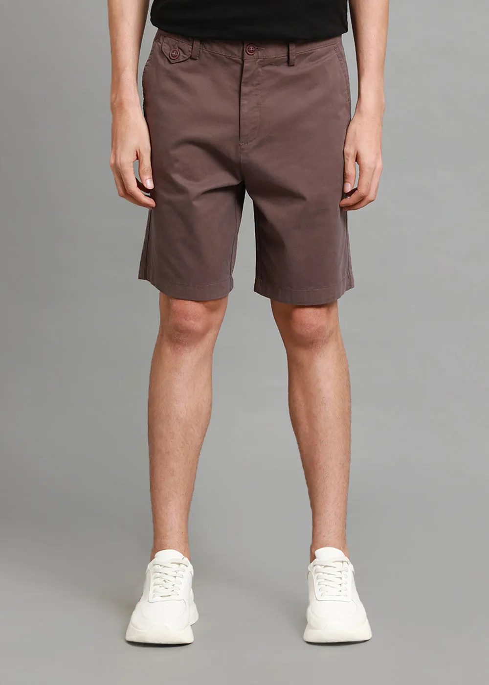 Burnt Brown Cotton Shorts