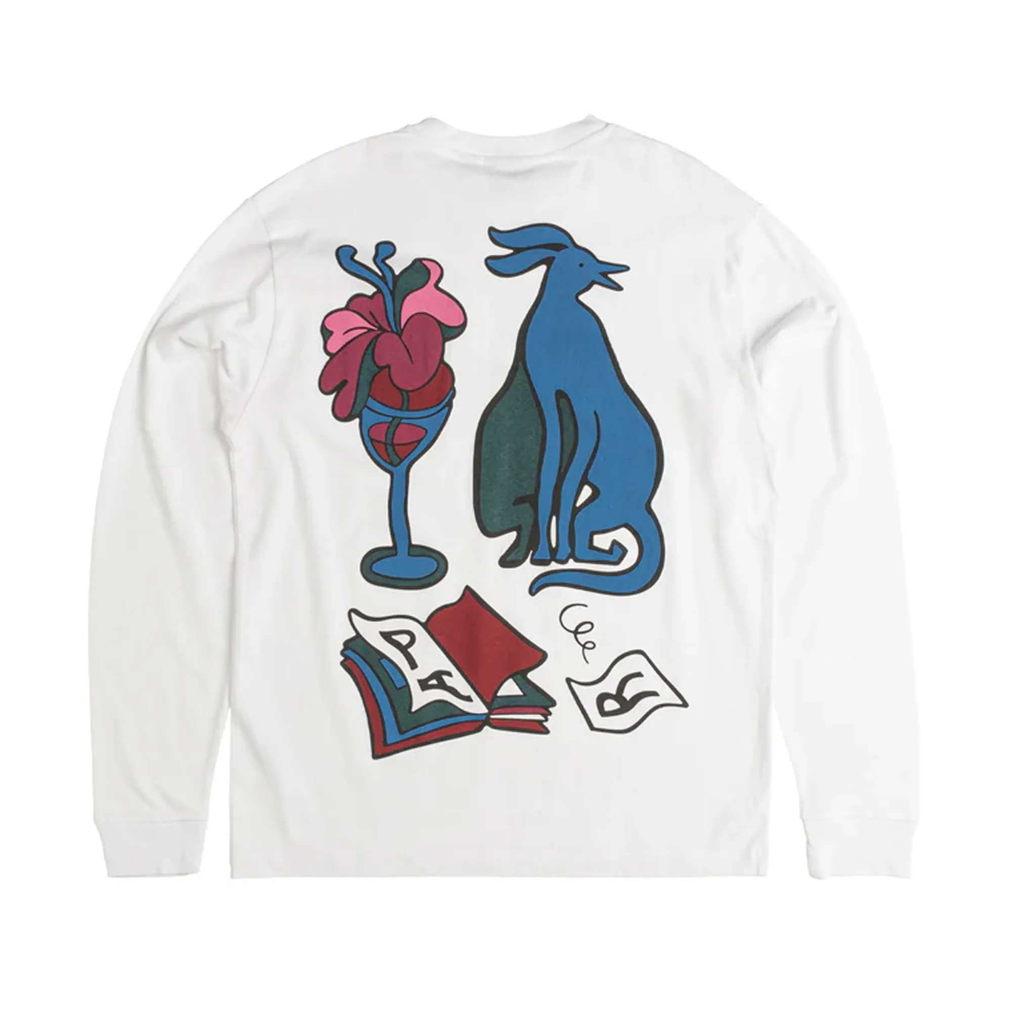 By Parra Wine And Books Long Sleeve T-Shirt White