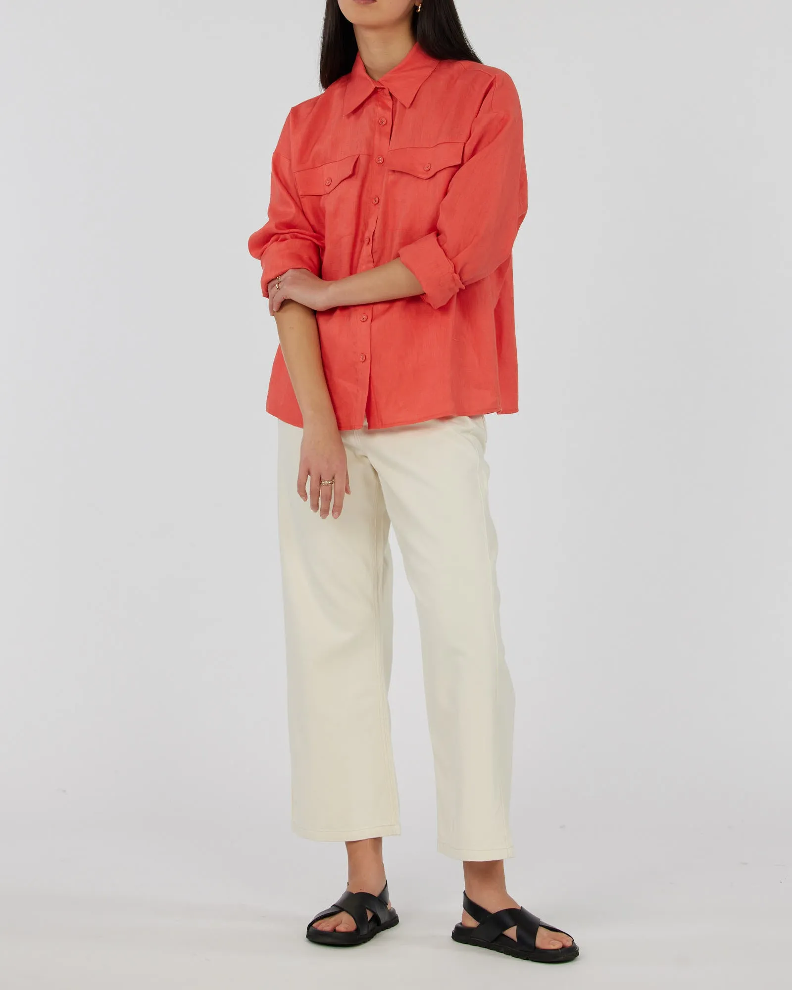 Byron Linen Overshirt - Poppy