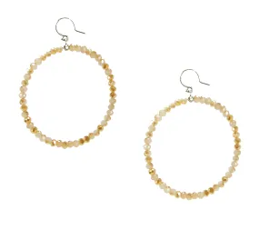 Chan Luu 2.25 Inch Silver Hoop Earrings in Champagne Crystals