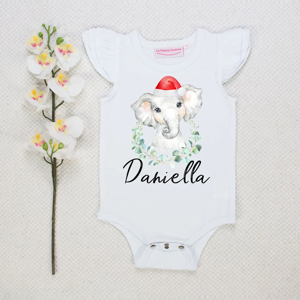 Christmas Animal - Name - Short Sleeve Flutter - Custom