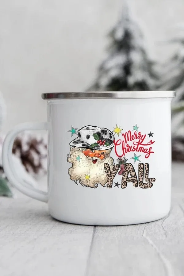 Christmas Cowboy santa stainless mug campfire