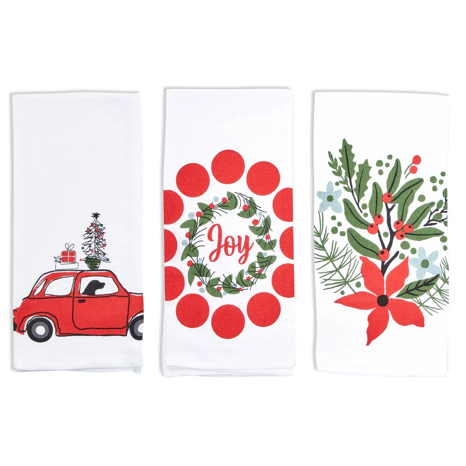 Christmas Nostalgia Cotton Kitchen Towels Set Of 3