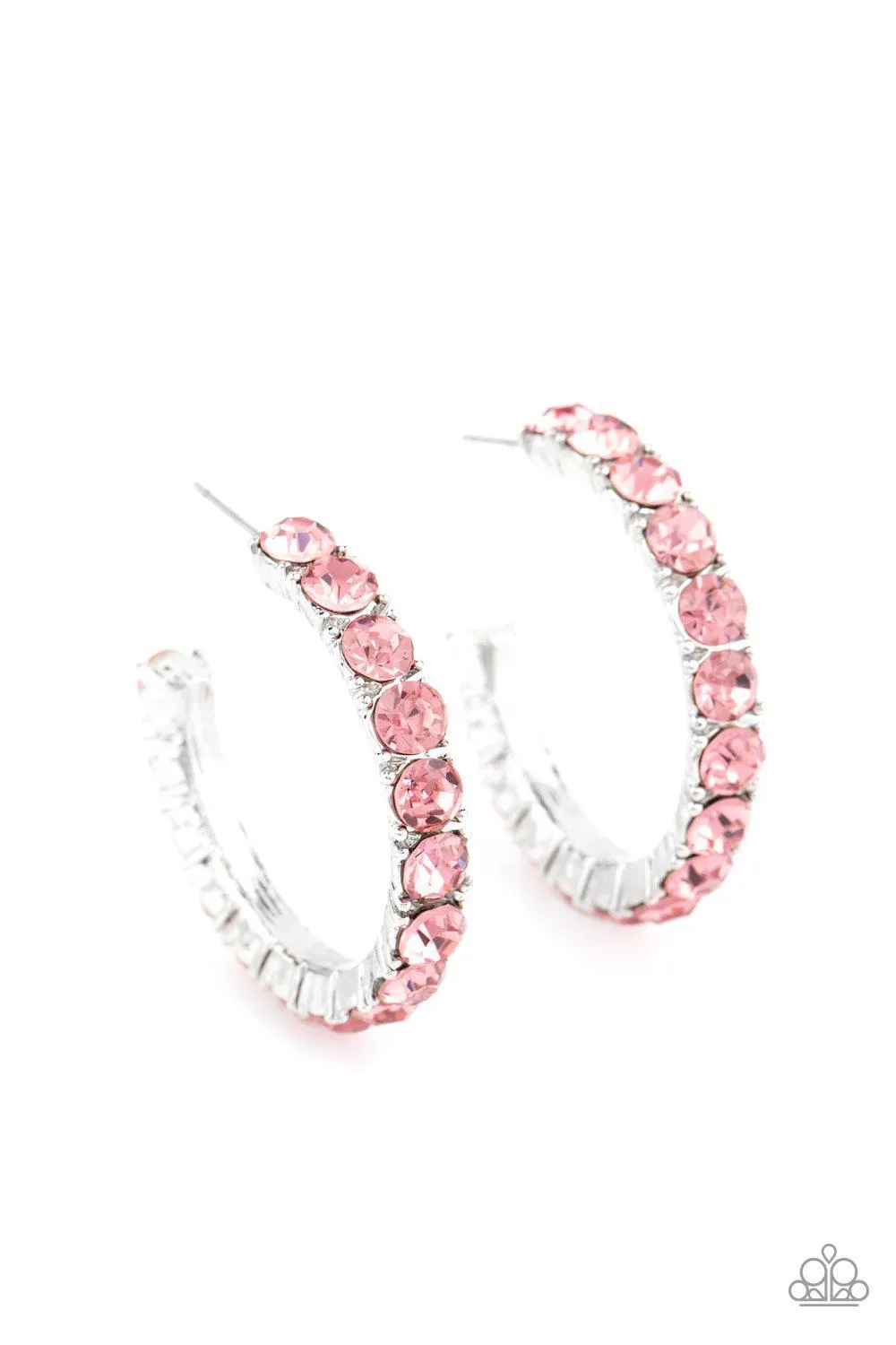 CLASSY is in Session Pink Rhinestone Hoop Earrings - Paparazzi Accessories