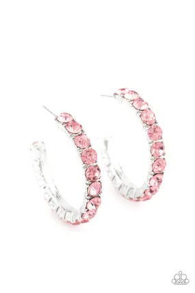 CLASSY is in Session Pink Rhinestone Hoop Earrings - Paparazzi Accessories