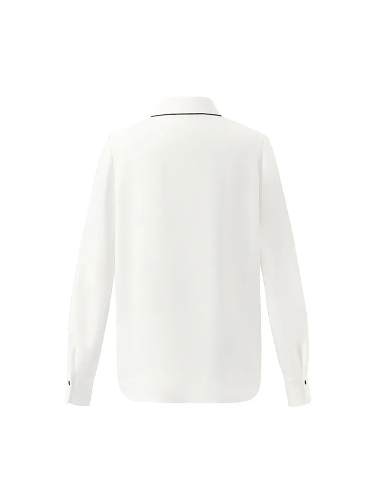 Contrast Trim Commute Women Shirt