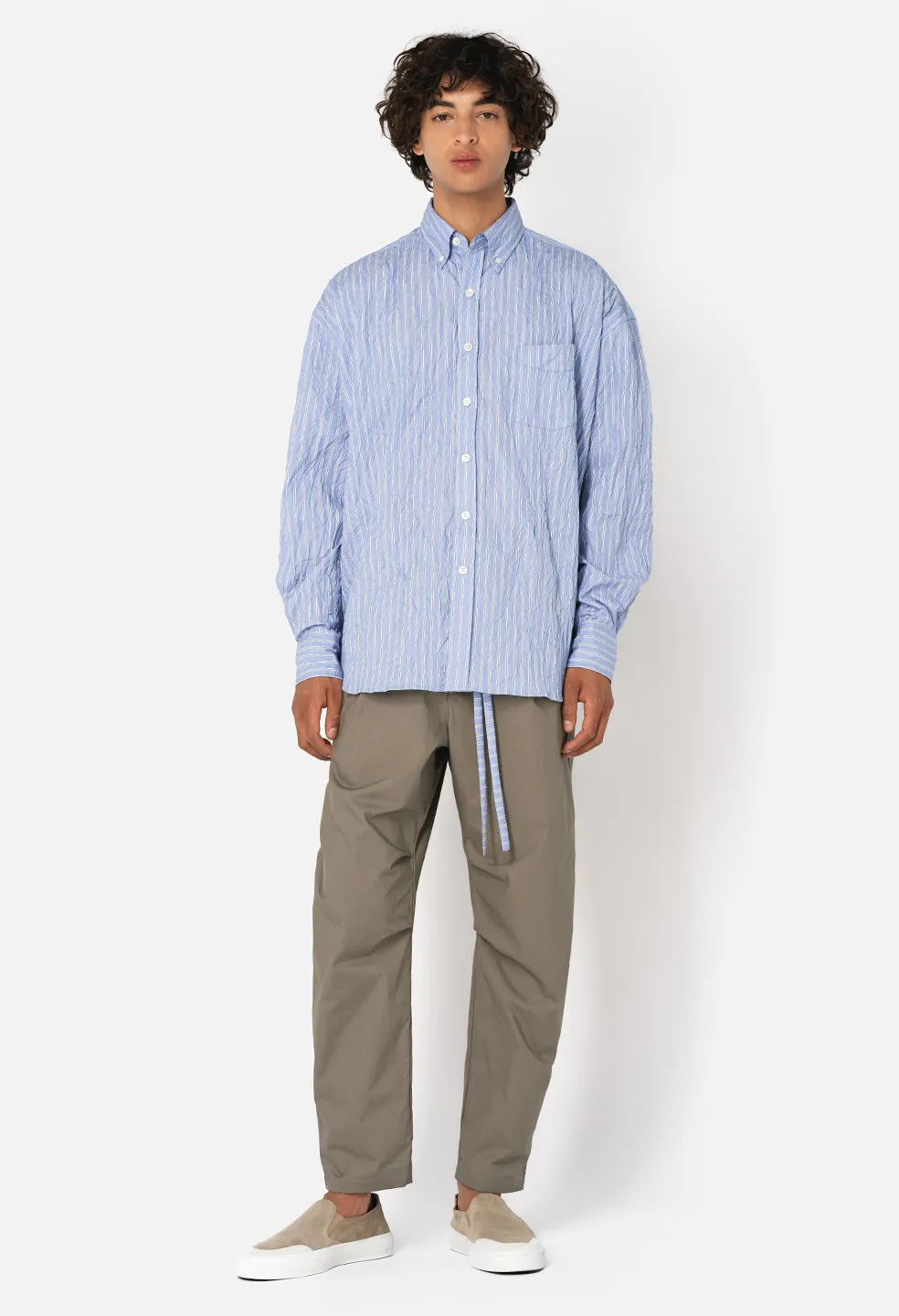 Crinkled Kimono Shirt / Broker Stripe