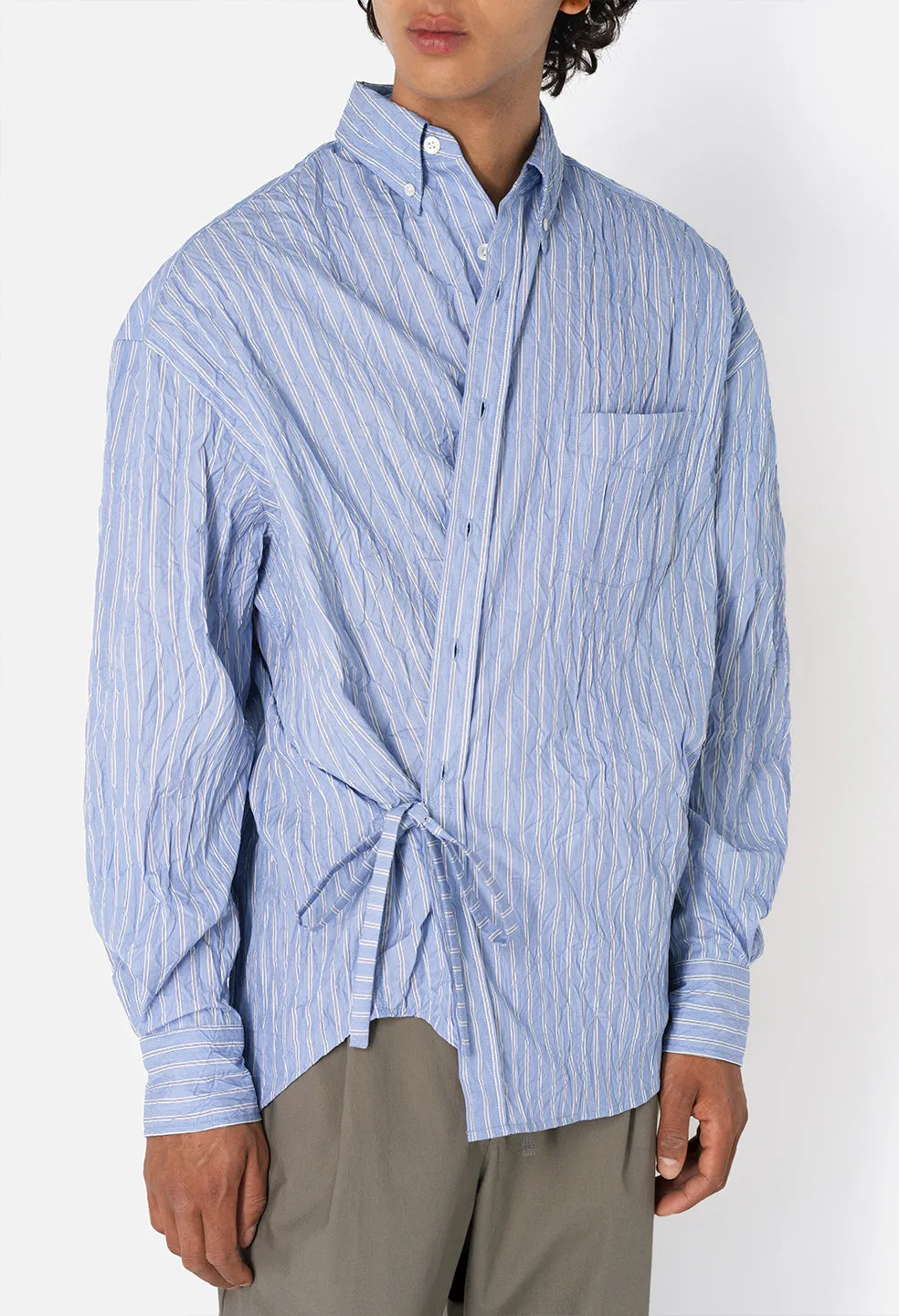 Crinkled Kimono Shirt / Broker Stripe