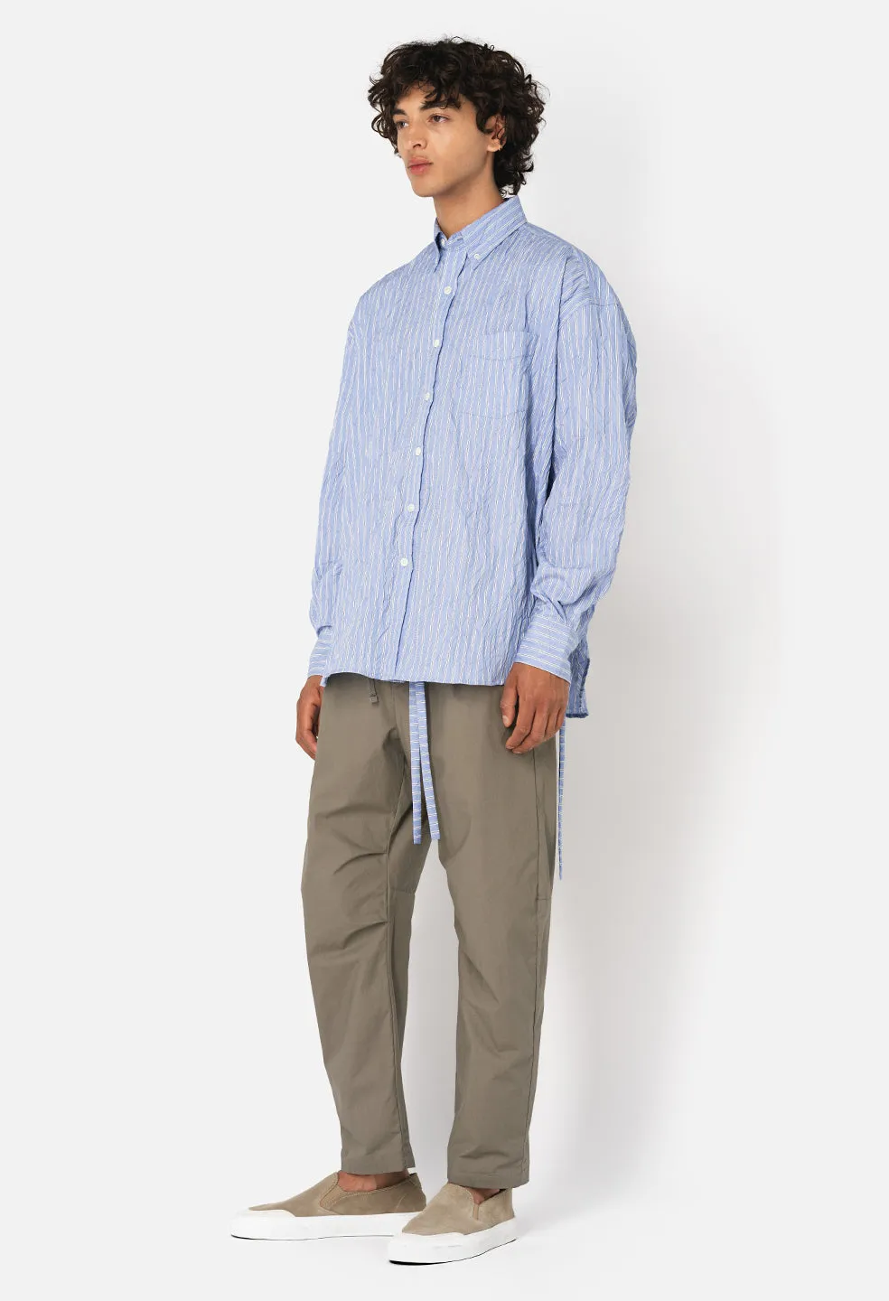 Crinkled Kimono Shirt / Broker Stripe