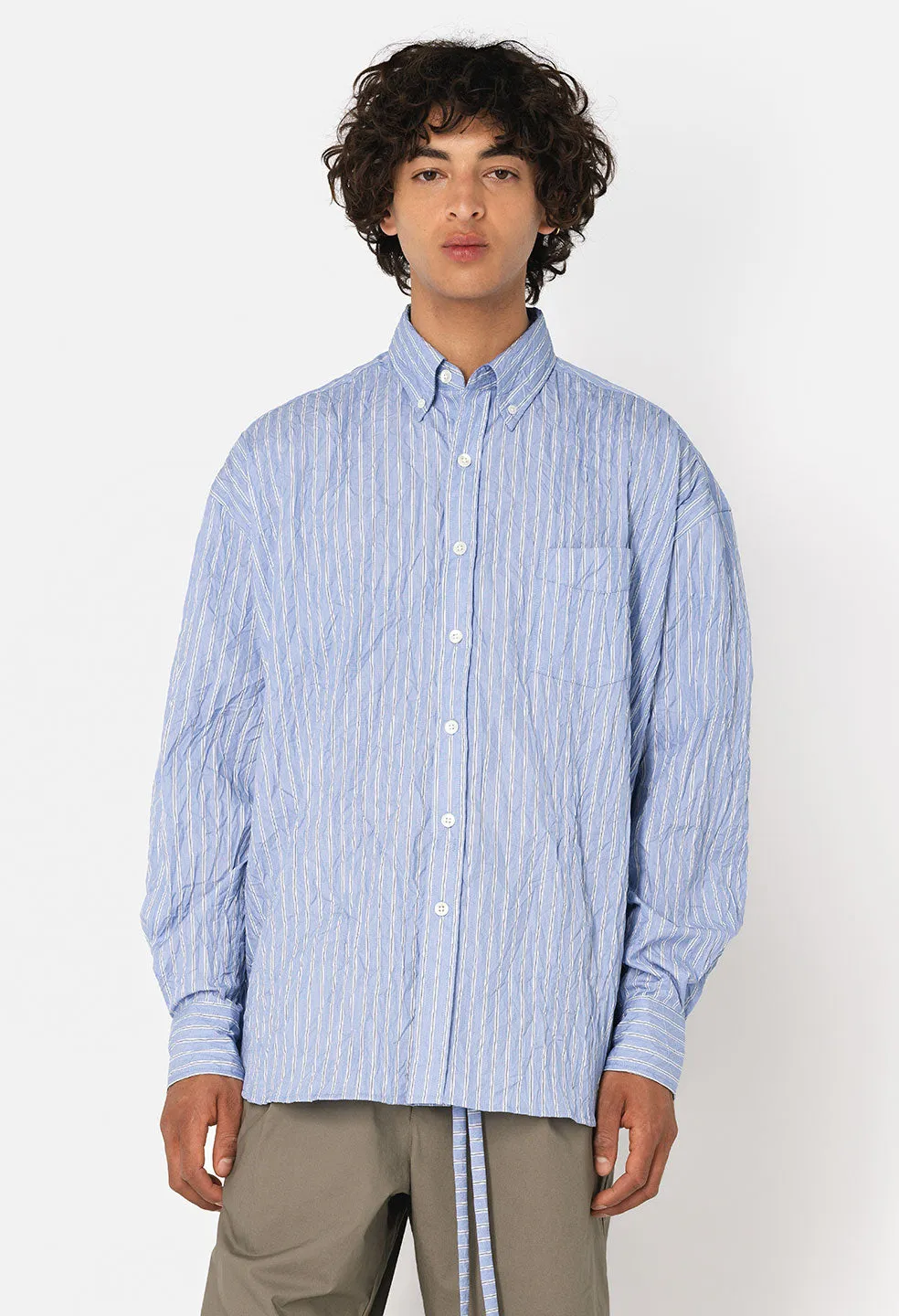 Crinkled Kimono Shirt / Broker Stripe