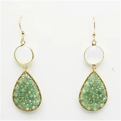 Crystal Teardrop Earrings - Mint