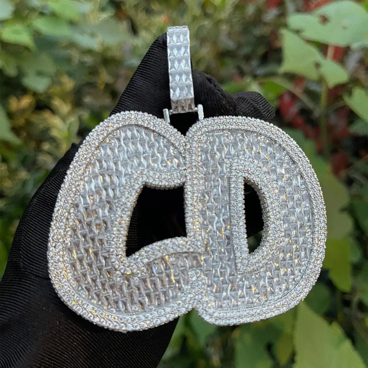 Custom Baguette Diamond Bubble Font Pendant