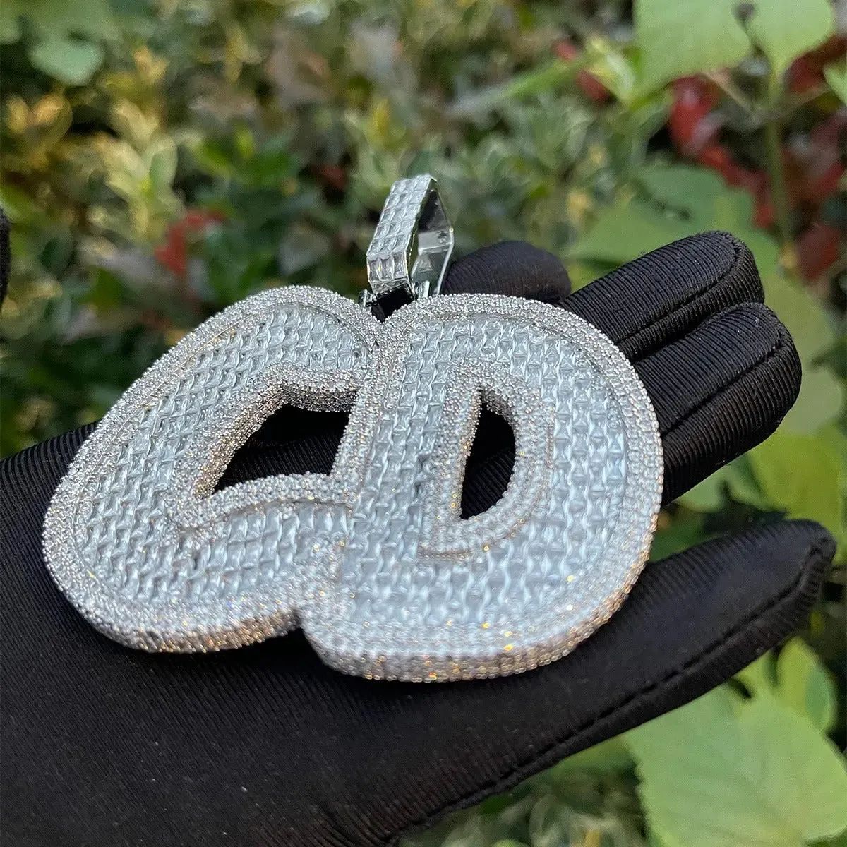 Custom Baguette Diamond Bubble Font Pendant