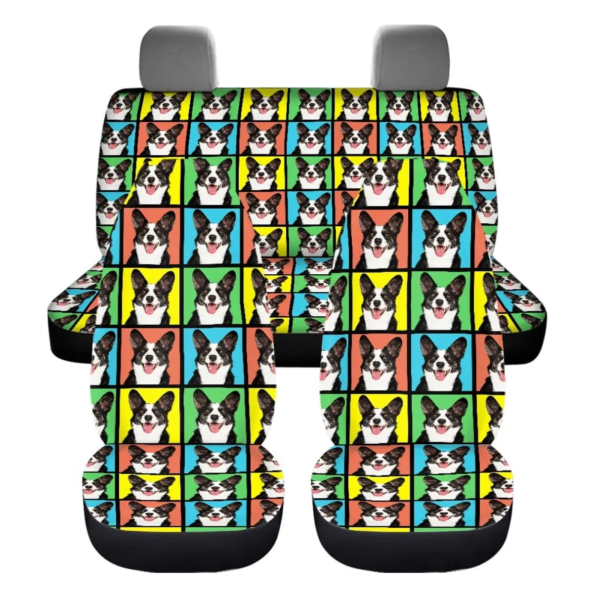 Custom Pet Face Car Seat Cover Full Set Universal Auto Waterproof Front Seat Protector