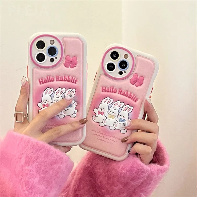 Cute Leather Pink Bow Bunny Phone Case MK18914