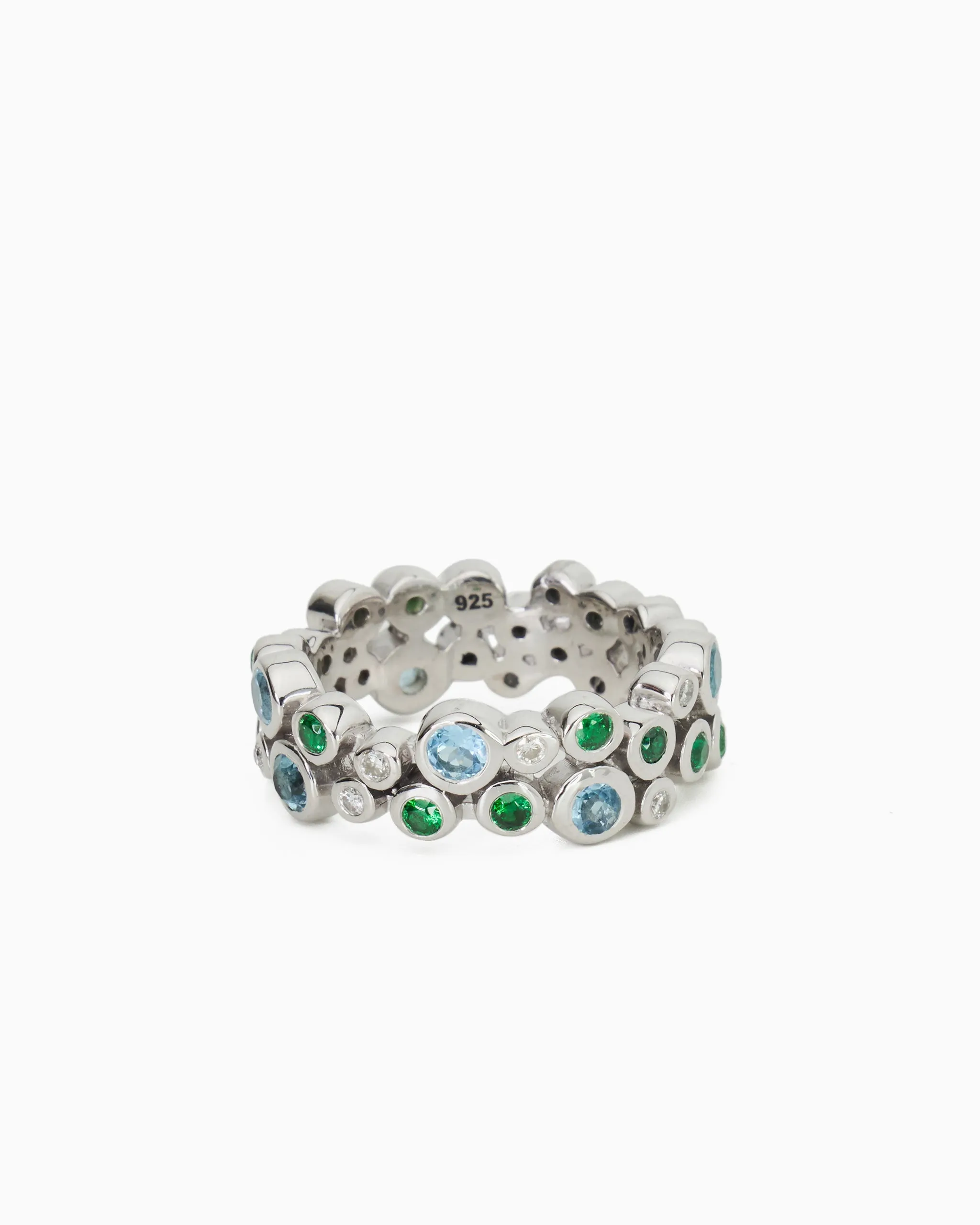 Diamond & Gemstone Bubble Ring - Hampton Blue Topaz/Green Zircon/Diamond