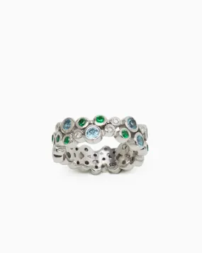 Diamond & Gemstone Bubble Ring - Hampton Blue Topaz/Green Zircon/Diamond