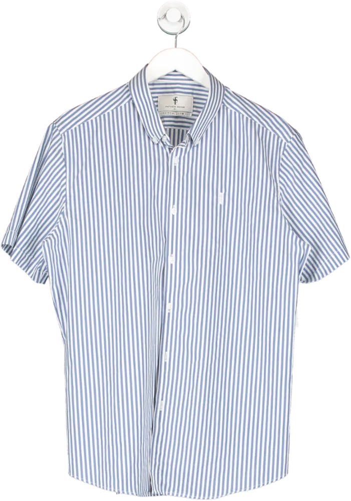 Father Sons White Classic Single Woven Stripe Short Sleeve UK XL