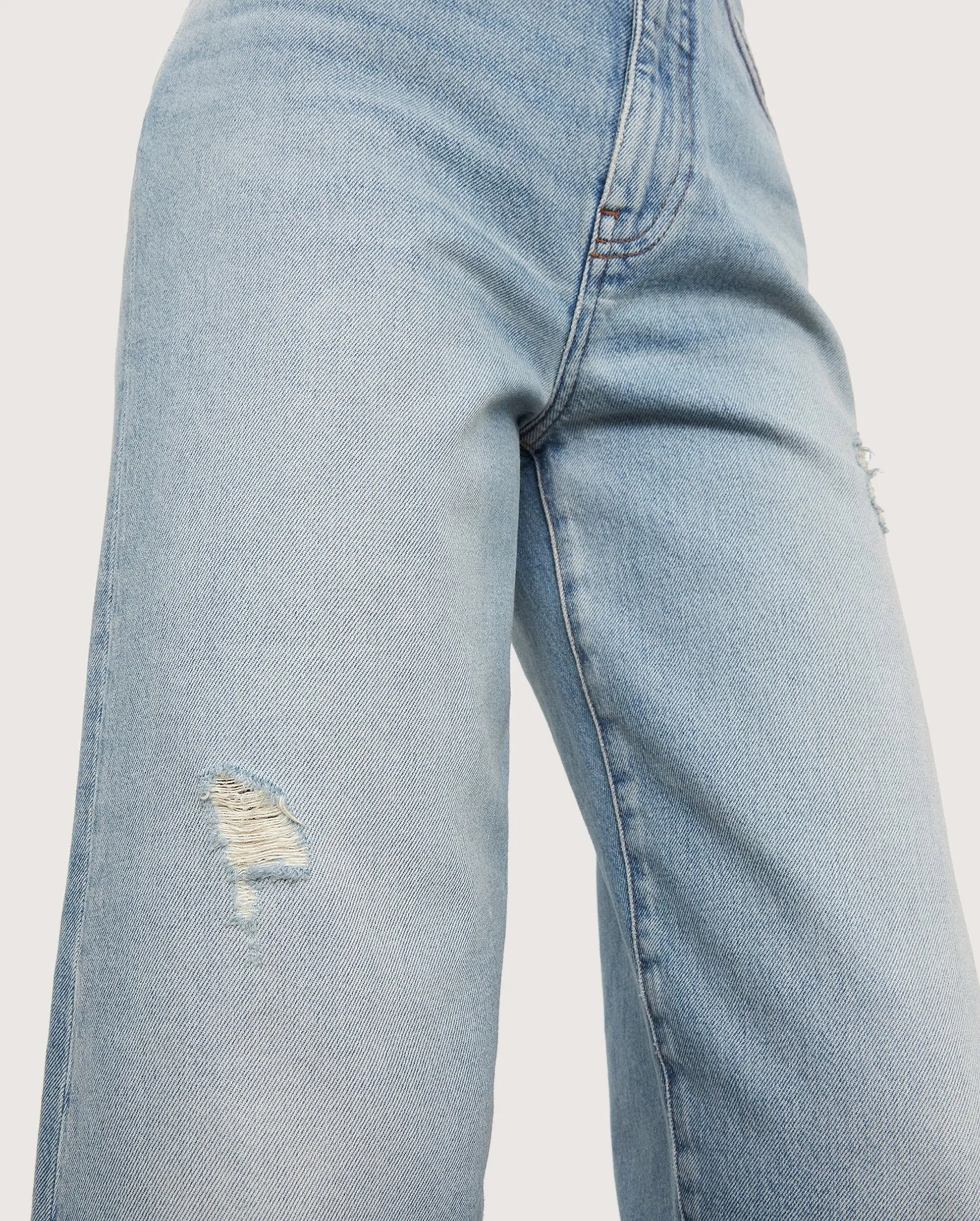 FLARE DENIM 32" / DISTRESSED LT BLUE