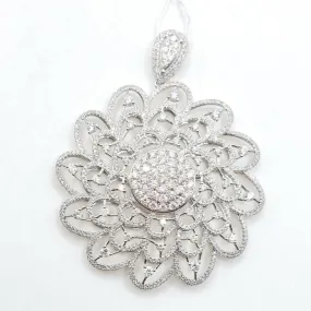 Floral Diamond Pendant 14K White Gold