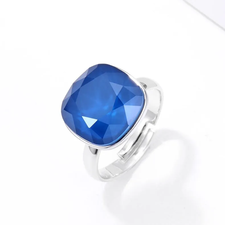 Free Size Platinum Plated Ring With Colorful Swarovski Crystal