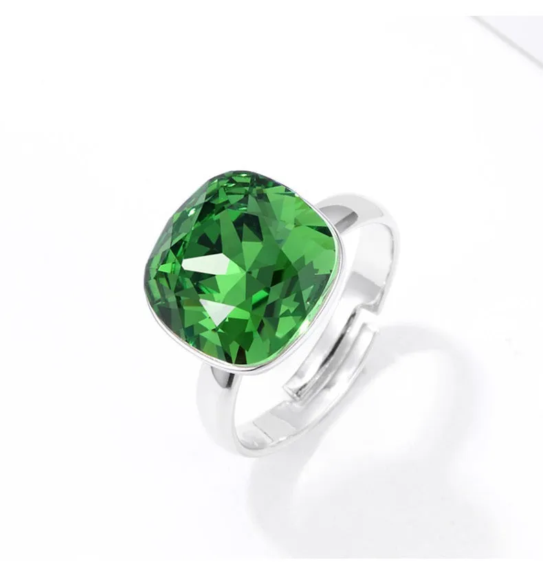 Free Size Platinum Plated Ring With Colorful Swarovski Crystal