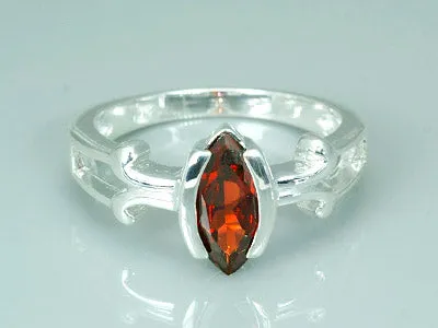 Garnet Marquise Cut Sterling Silver Ring Size 6