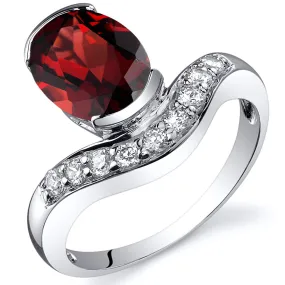 Garnet Oval Cut Sterling Silver Ring Size 9