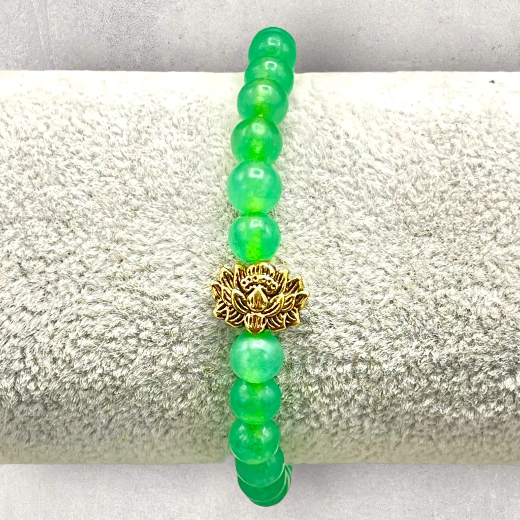 Green Agate and Lotus Bracelet