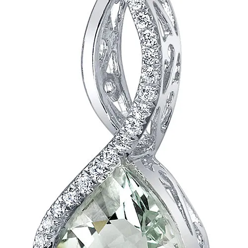 Green Amethyst Pendant Sterling Silver Heart 3 Carats