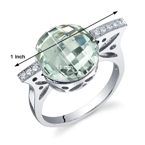 Green Amethyst Round Cut Sterling Silver Ring Size 7