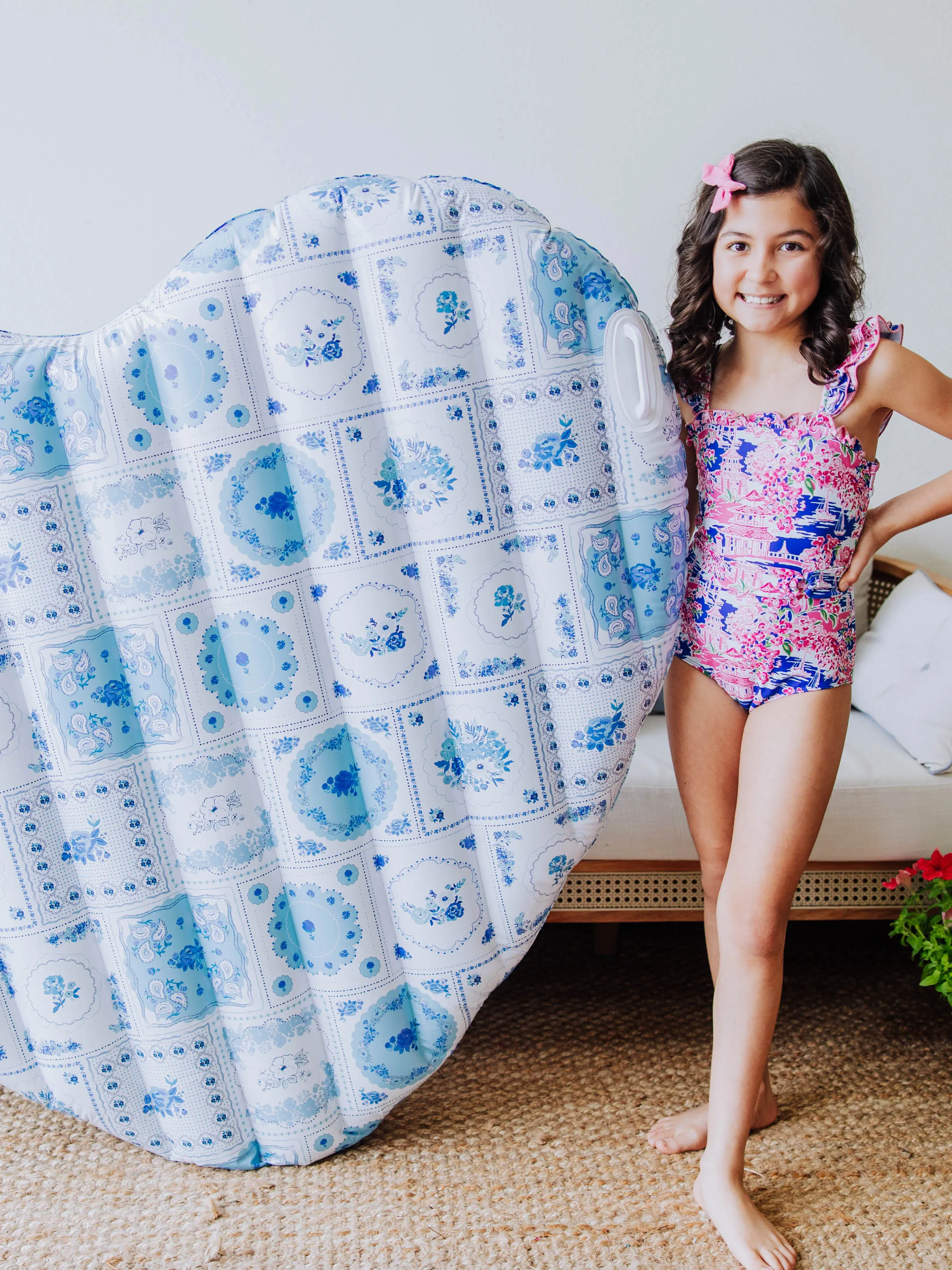 Heart Pool Float - Patchwork Blue