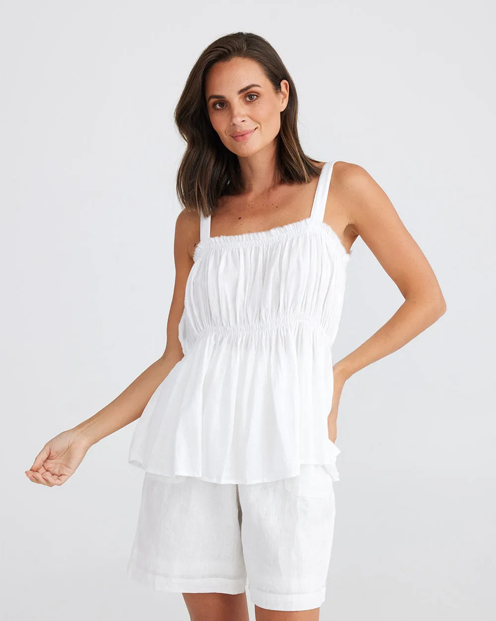 Holiday Bask Cami Top Cotton White