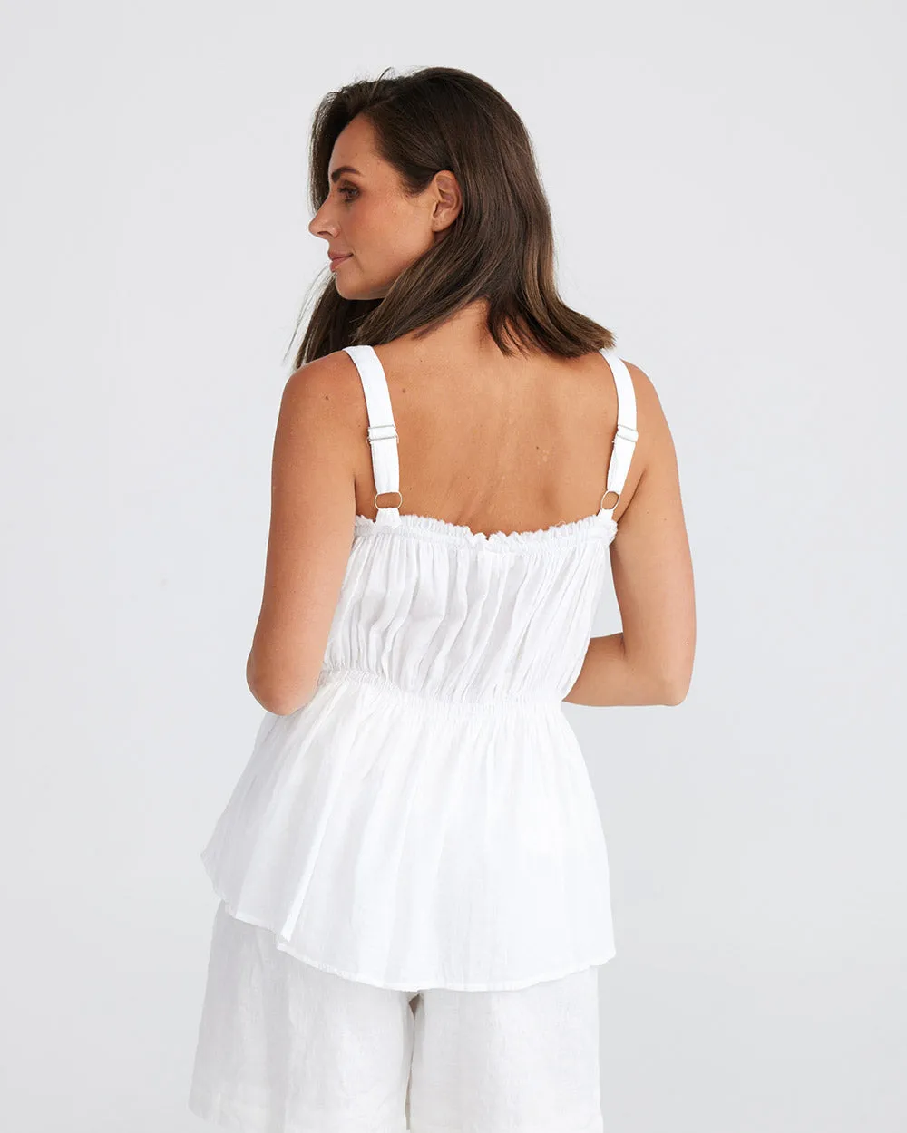 Holiday Bask Cami Top Cotton White