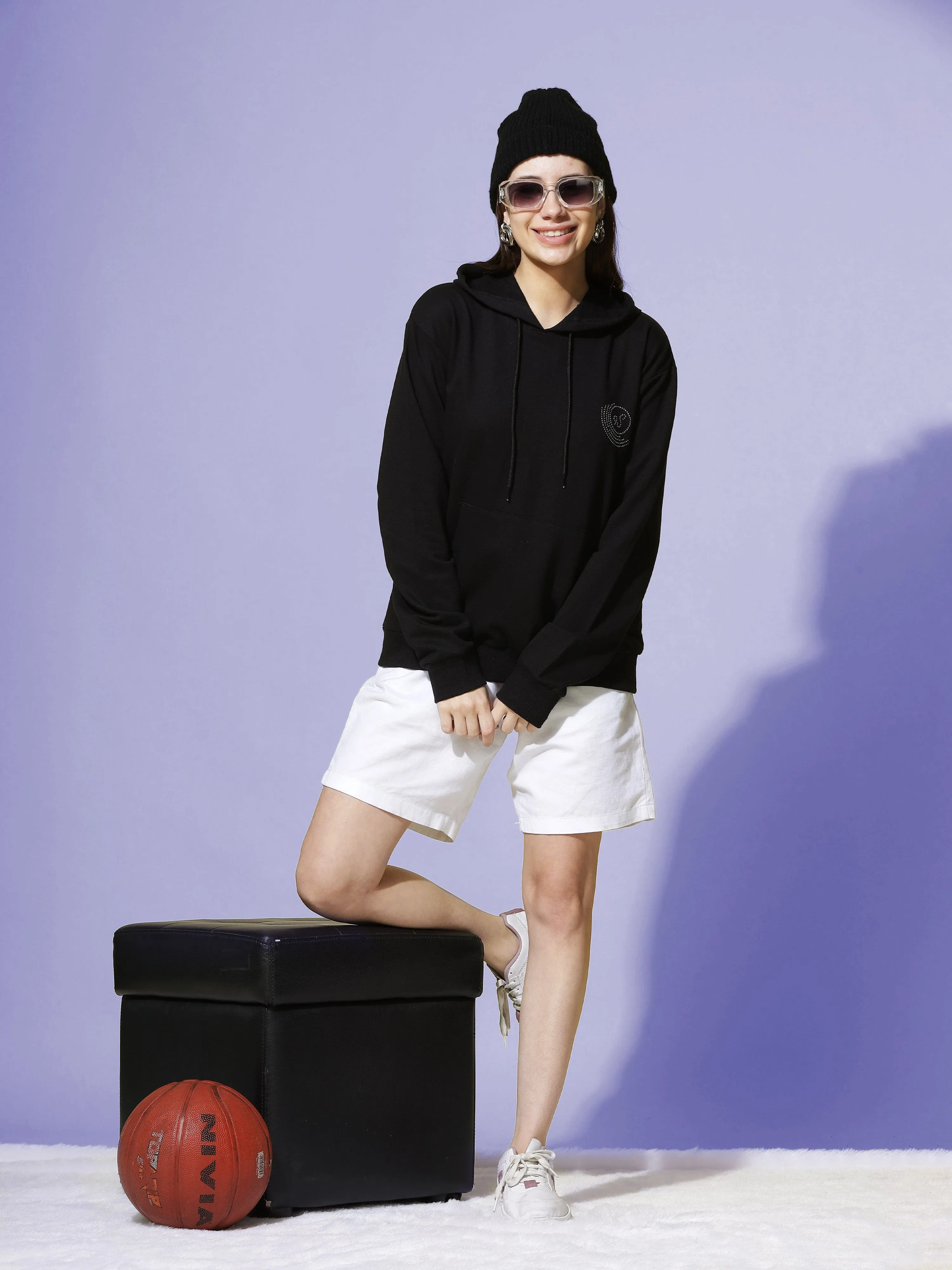 Hosiery Cotton Hoodie Black